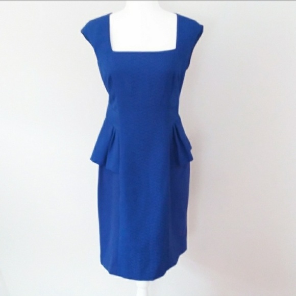 Kay Unger Dress Cobalt Blue Peplum Design Dress size 10 - Picture 1 of 16